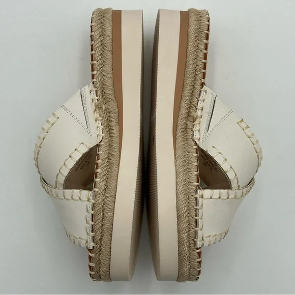 Vince Camuto Leather Sandal Size 6M Slip On Crossband Resort Summer Beach Ivory - Picture 5 of 11